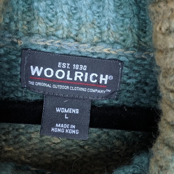 Woolrich Winter Turquoise Cowl Striped Sweater Top - Picture 3 of 4